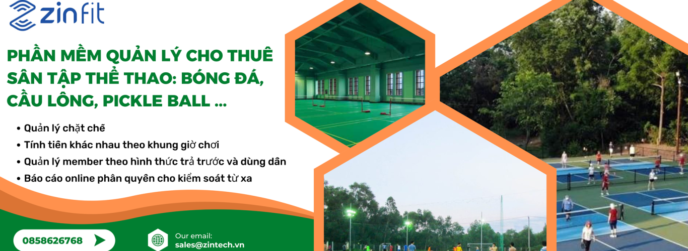 zinfit quản lý phòng gym, yoga, pickleball, golf 3D