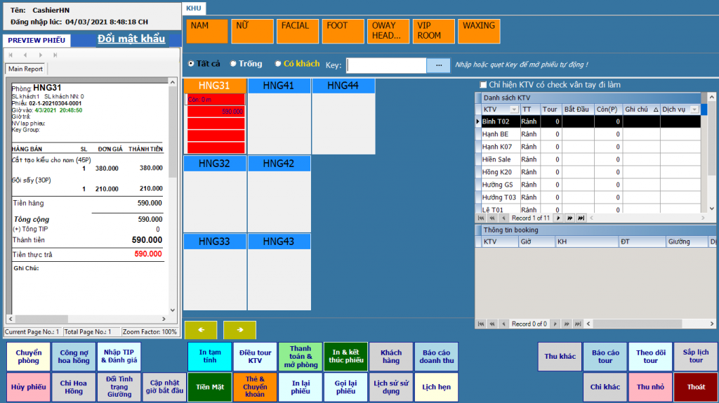phan mem quan ly salon zinsalon man hinh chinh